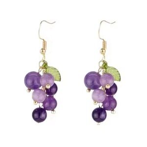 Urban soul earrings purple pink grapefruit drop beads tassels